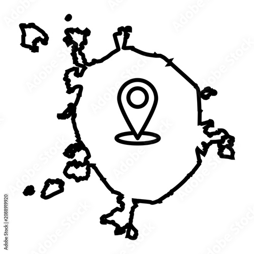 Photography moscow city map with pin line icon with editable stroke
