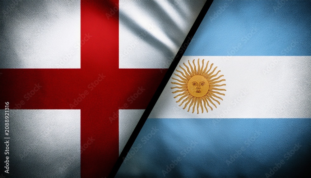 Obraz premium england flag and argentina flag wallpaper background