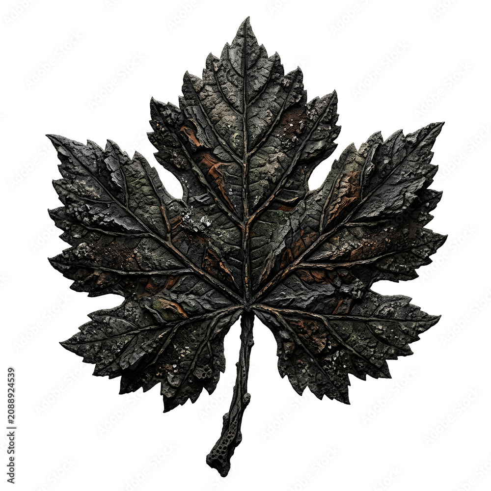Fototapeta premium Dark Green Leaf with Detailed Veins and Edges.