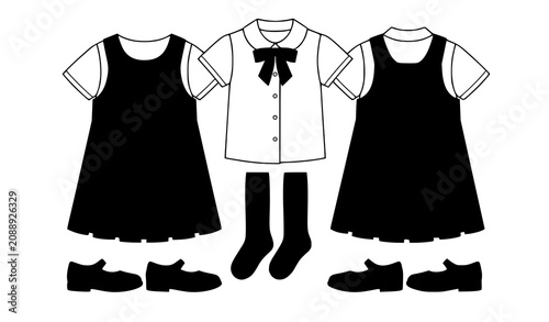 Foto Baby Girl School Uniform Vector Illustration Cute Kids Uniform Apparel Design Te