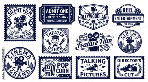 Cuadro en lienzo Vintage Cinema Icons: Hollywood, Popcorn, Film Reel, Director's Cut