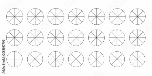Tableau sur toile Circles Divided Into Sections Black Line Vector Illustration