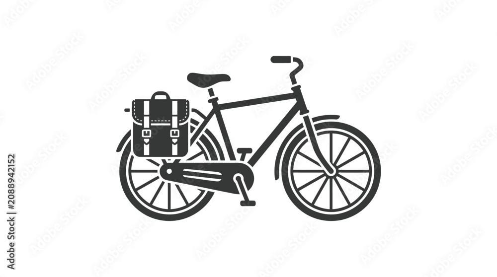 Fototapeta premium Black bicycle with basket attached.