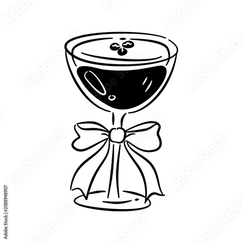 glass of espresso martini with bow 