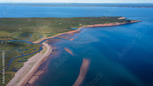 Aerial Drone View of Coastal Wetlands, Sandbars and Rugged Ocean Shoreline