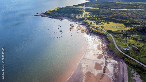 Aerial Drone View of Rugged Coastal Cliffs, Sandy Beach and Scenic Ocean Shoreline