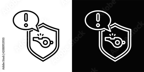 Whistleblower Protection System Icon White And Black Background Style