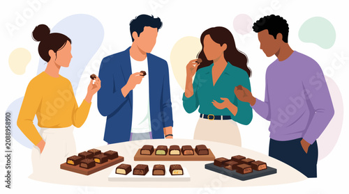 World Chocolate Day Celebrating People Tasting and Enjoying Chocolate in a Social Setting.