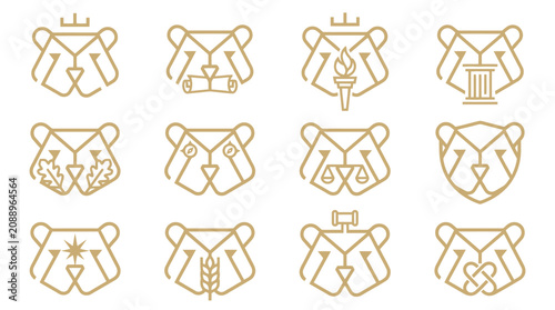 Foto Bear face line art designs.