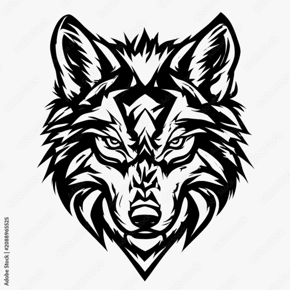 Fototapeta premium Aggressive Wolf Head Tribal Vector Logo Design wolf head vector