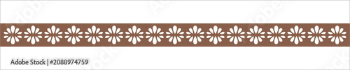 Foto Geometric daisy flower border pattern vector ornament on medium brown background