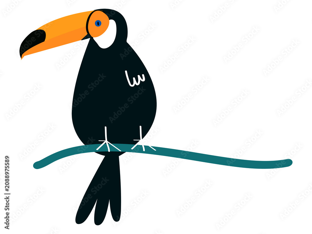 Fototapeta premium Toucan bird png illustration, transparent background