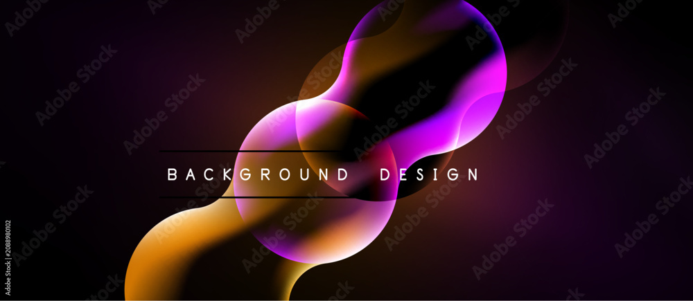 Naklejka premium Abstract fluid shapes, vibrant colors, dark background. Modern design element, perfect for digital projects, presentations.