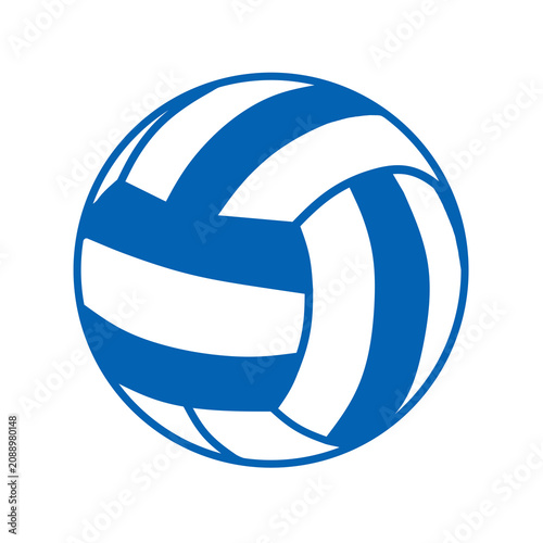 Blue and White Volleyball Flat Vector Icon Isolated on Transparent Background