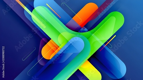 Abstract Colorful Geometric Background with Vibrant Overlapping Rounded Shapes and Dynamic Fluid Elements