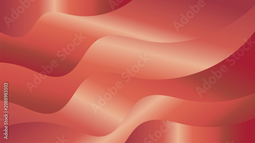A smooth abstract background featuring flowing waves with a metallic red and copper gradient.