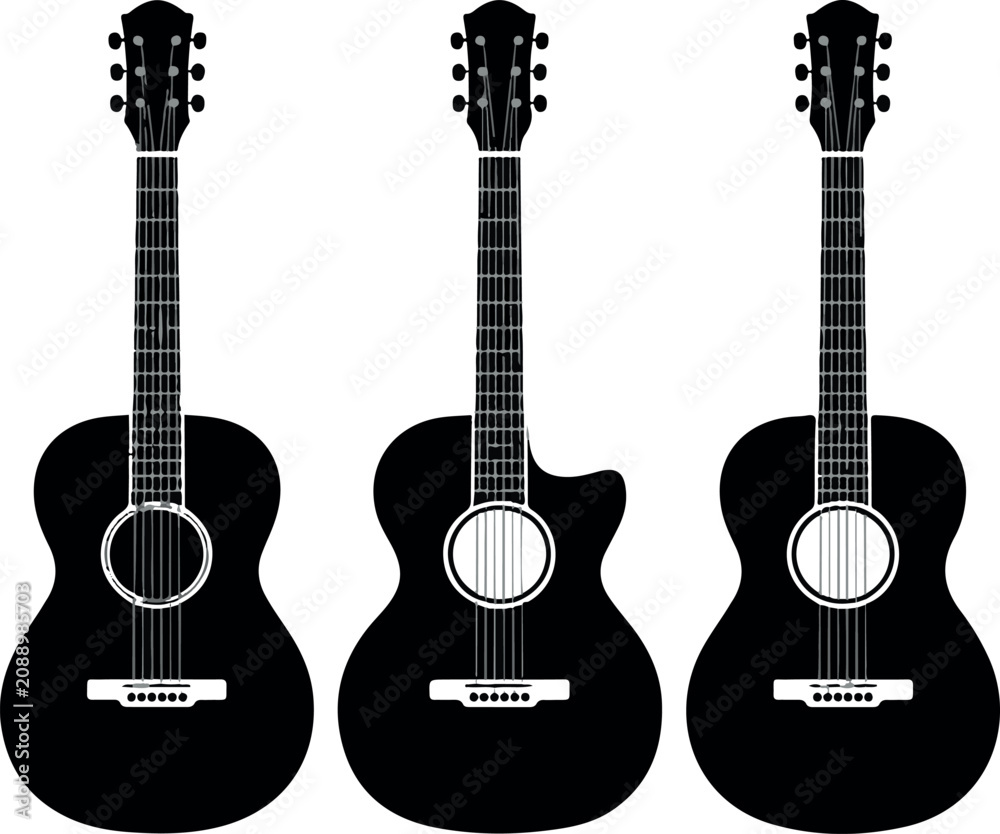 Obraz premium Three Guitar Body Shapes Comparison for Music Store 