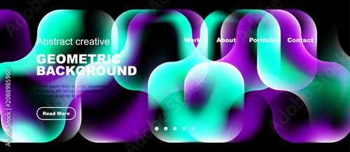 Cuadro en lienzo Vibrant abstract shapes dominate dark background