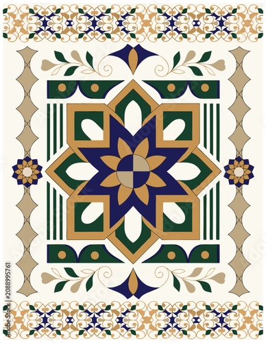 Elegant Eid Mubarak Background with Islamic Architecture Style Frame and Borders