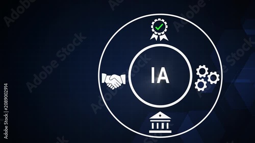 Artificial intelligence ia concept animation with business handshake, and gear workflow for corporate technology and digital transformation projects