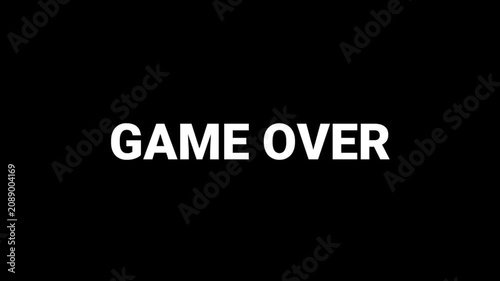 game over text animation with black screen for footage.