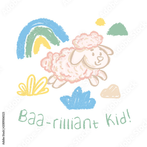 Cute Animal Pun Hippo Cartoon Illustration with Hand Drawn Crayon Texture and Hippo Hooray for Today Funny Quote for Kids Nursery Print on Demand