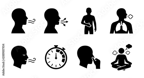 Konstfotografi Breathing Exercises Icons, Respiratory Health, Mindfulness Meditation, Yoga Pose