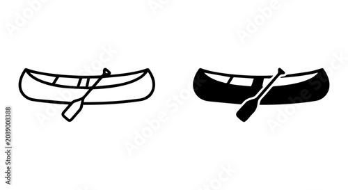 Cuadro en lienzo Canoe Icons, Kayak Vector Graphics, Paddling Boat Symbols, Watercraft Outline an