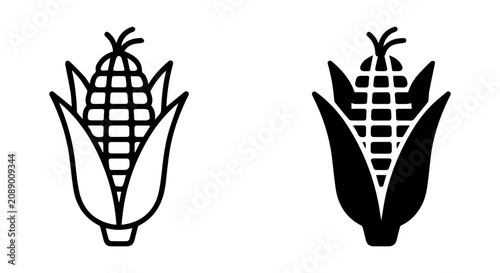 Quadro su tela Corn Cob Icons, Maize Vector Graphics, Sweet Corn Symbols, Organic Food Illustra