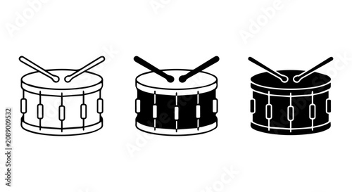 Canvastavla Drum Set Vector Icons, Snare Drum Illustrations, Percussion Instrument Graphics
