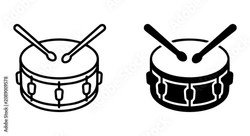Fotografie Drum Set Vector Icons, Percussion Instrument Graphics, Musical Equipment Symbols