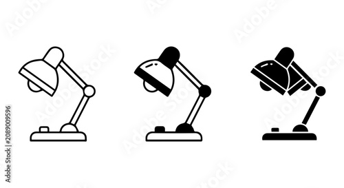 Cuadro en lienzo Desk Lamp Icons, Adjustable Task Light Vector Set, Modern Office Illumination Gr