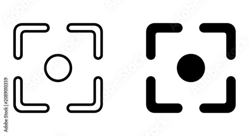 Focus Target Icons, Camera Aim Symbols, Precision Targeting Vector Graphics, Minimalist Design