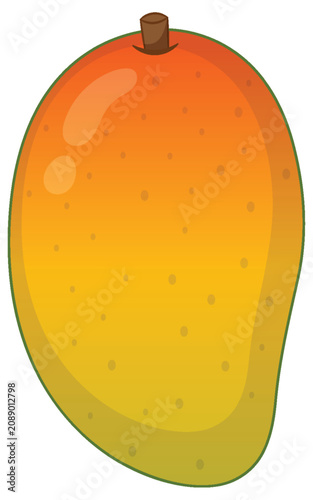 Ripe Yellow Mango Fruit Vector Illustration Isolated on White Background