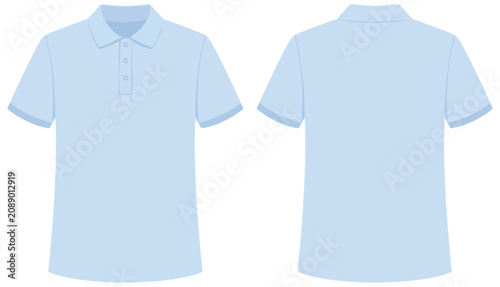 Light Blue Polo Shirt Vector Mockup with Front and Back Views
