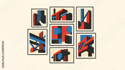 Abstract Geometric Art Collection Gallery Display