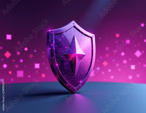 Futuristic Shield Over Vibrant Gradient Cybersecurity