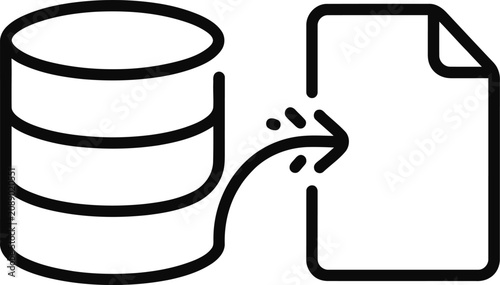 Foto Database to document export icon representing data migration and file conversion