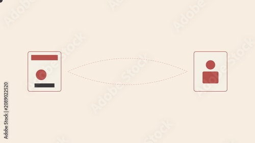 Minimalist document transfer animation: digital file sharing and user connection concept 4k