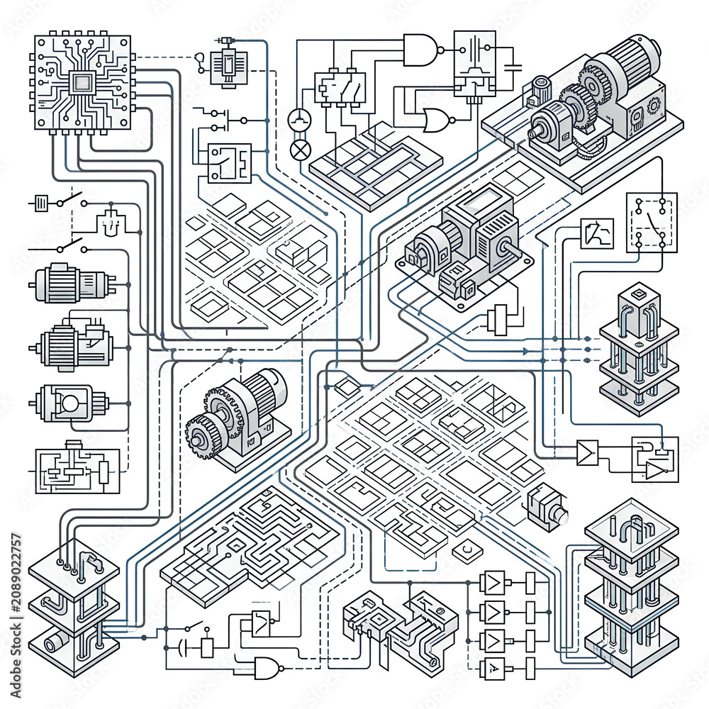 Fototapeta premium Complex Electronic Circuit Board with Microchips and Components 1.