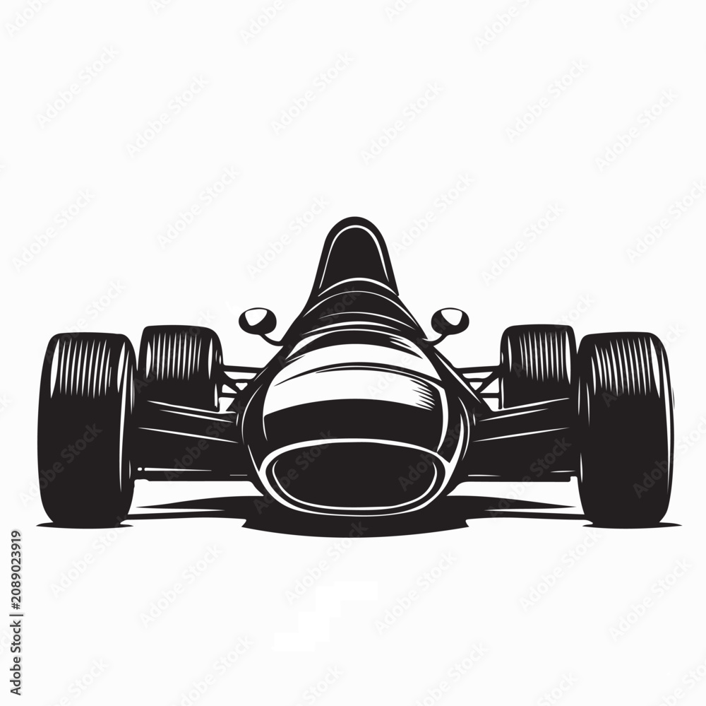 Obraz premium Old Style Formula Racing Car Vector Isolated On White Background