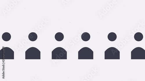 Minimalist people animation: row of moving human silhouettes for corporate and social media 4k