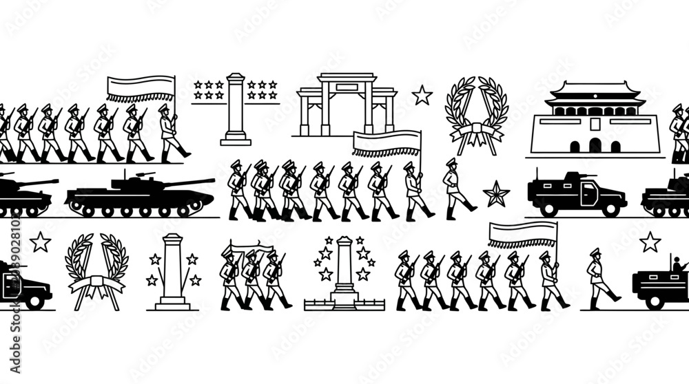 Obraz premium Military Parade Vector Illustration