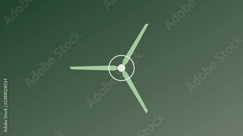 Minimalist wind turbine blade animation: renewable energy concept for sustainable power and green technology presentations 4k