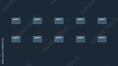 Network connection diagram animation with interconnected data nodes and digital flow lines 4k