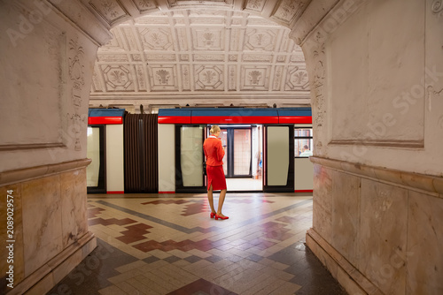 Photography Mayakovskaya metro station in Moscow, Russia