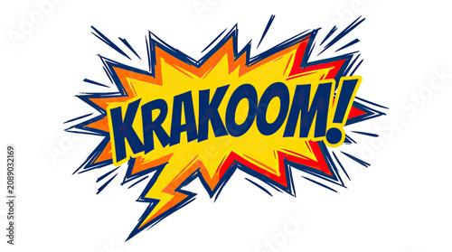 Canvas Print KRAKOOM! Comic Book Sound Effect Explosion Burst