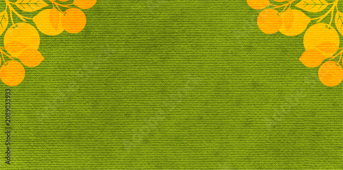 Canvastavla green textured background framed with orange pumpkins upper border