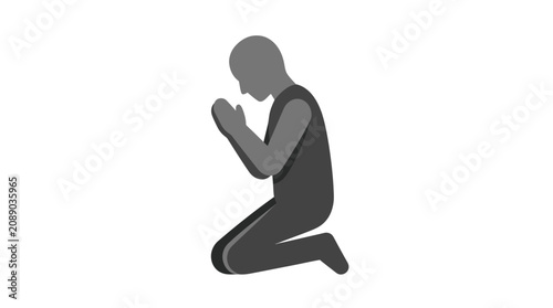 Photos Man Kneeling in Prayer Silhouette Icon.