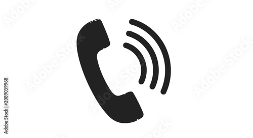 Quadro su tela Black telephone receiver with incoming call waves 3d rendering